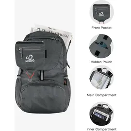 luxuskollektion Ultraleichter Faltbarer 20L Rucksack Grau