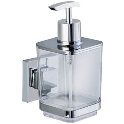 WENKO Seifenspender »Quadro«, Edelstahl/Kunststoff, silberfarben/transparent