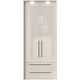 PLACES OF STYLE Drehtürenschrank PLACES OF STYLE "Piano, inklusive Rahmen und Beleuchtung, soft-close-Funktion", beige (beige hochglanz), B:97cm H:226cm T:60cm, Spanplatte, Schränke, Drehtürenschrank, beige oder weiß, UV lackiert, Hochglanzfronten, FSC-zertifiziert