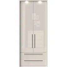 PLACES OF STYLE Drehtürenschrank PLACES OF STYLE "Piano, inklusive Rahmen und Beleuchtung, soft-close-Funktion", beige (beige hochglanz), B:97cm H:226cm T:60cm, Spanplatte, Schränke, Drehtürenschrank, beige oder weiß, UV lackiert, Hochglanzfronten, FSC-zertifiziert