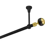 MDEKOR Gardinenstange 120 cm lang 1-läufig schwarz -gold Vorhangstange 19 mm Deckenbefestigung