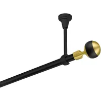 MDEKOR Gardinenstange 120 cm lang 1-läufig schwarz -gold Vorhangstange 19 mm Deckenbefestigung