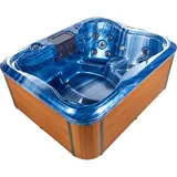 Beliani Outdoor blau mit LED rechteckig 180 x 215 cm ARCELIA in Blau/Heller Holzfarbton - Gr.: onesize