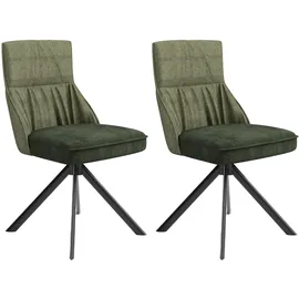 byLIVING Esszimmerstuhl CALIFORNIA, 2er Set, Webstoff grün Gestell schwarz