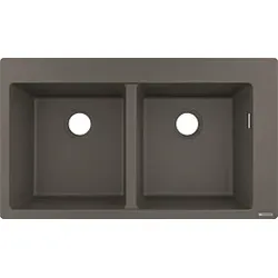 hansgrohe Einbauspüle 43316290 880 x 510 mm, 2 Hauptbecken, Hahnlöcher vordefiniert, steingrau
