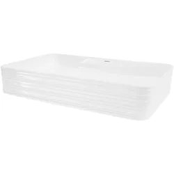 LuxeBath Keramik Waschbecken Waschtisch Aufsatzwaschbecken Waschschale Weiß 680x380x120mm