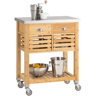 SoBuy Küchenwagen Rollwagen mit Edelstahlplatte bht ca: 73x93x46cm