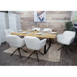 MCW Esszimmerstuhl MCW-K33 Stoff bouclé-weiß 6er Set