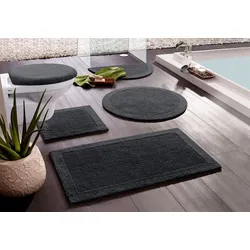 Badematte HOME AFFAIRE "Kapra" Gr. 4, schwarz, H:14mm, Baumwolle, Badematten, mit Bordüre, Badteppich, Badematte