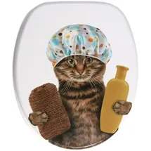 Sanilo WC Sitz mit Absenkautomatik Shower Cat, Hochwertiger und Stabiler Toilettendeckel aus Holz