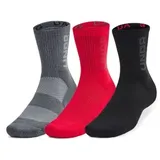 Under Armour 3er Pack halbhohe Socken Rot/Schwarz L