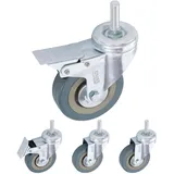 H&S Möbelrolle Transportrollen mit Bremse - Möbelrollen - Mit M10 Schraubgewinde, (4-St), Schwerlastrollen 75 mm - Rollen für Möbel - 4er Set - Gummi Lenkrollen schwarz