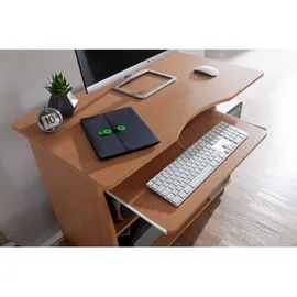 KADIMA DESIGN Laptoptisch Computertisch: 3D-Ecken, Stauraum, 90x66x50 cm, Spanplattenkonstruktion, Rollen. Beige, 90x50x71