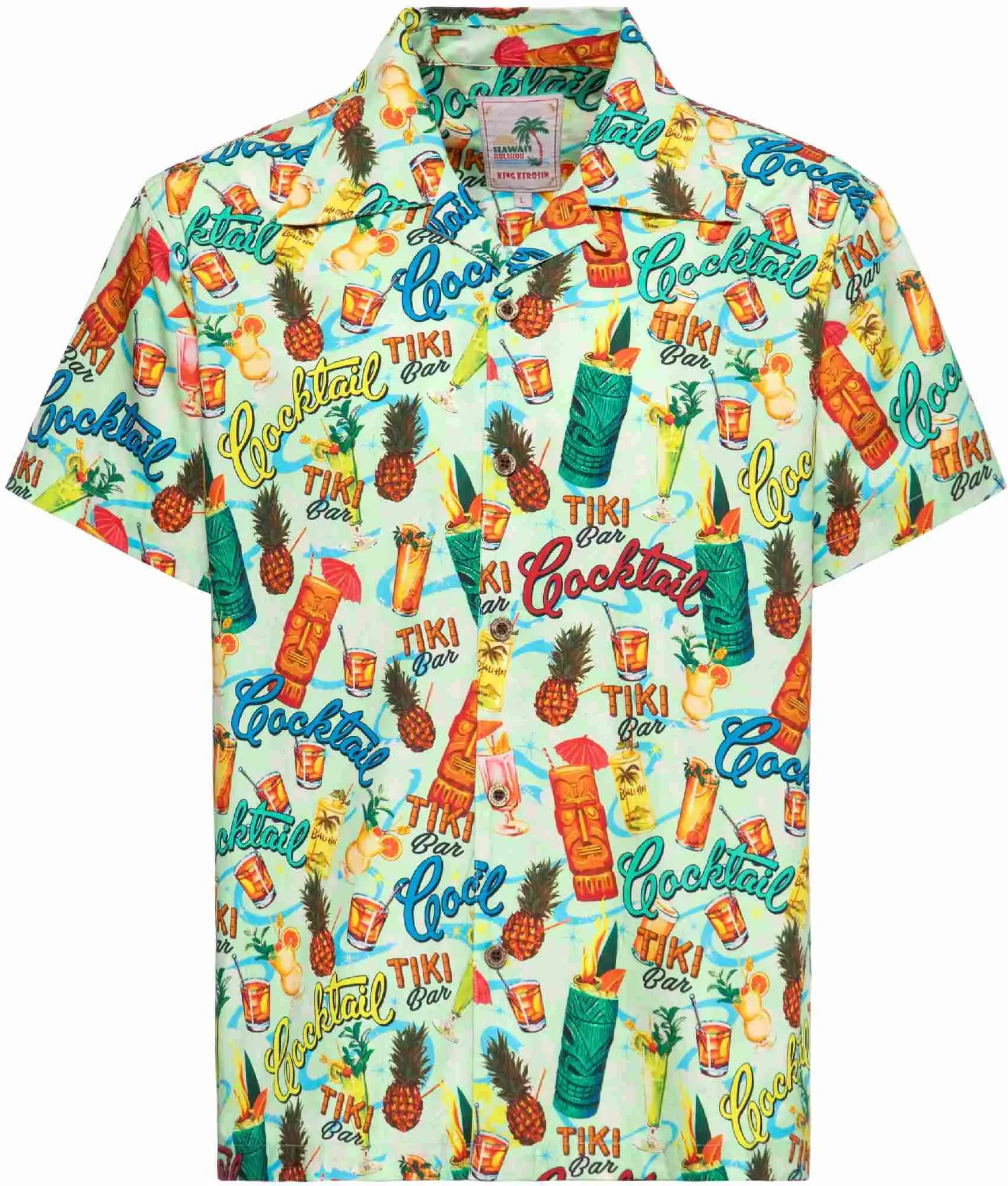 King Kerosin Tiki Cocktails Overhemd met korte mouwen, veelkleurig, 5XL Voorman