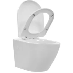 vidaXL Wand-WC ohne Spülrand Keramik Weiß