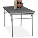 Relaxdays Gartentisch klappbar, Breite: 166 - 215 cm, Kunststoff, Stahl, wetterfest, 8 Personen, Campingtisch, grau