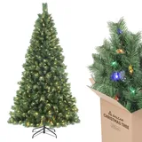 salcar Künstlicher Weihnachtsbaum 2,1 m mit Beleuchtung, Nordmanntanne mit warmweißen und RGB-LED-Lichterketten - 9 Modi und Fernbedienung, PVC Christbaum