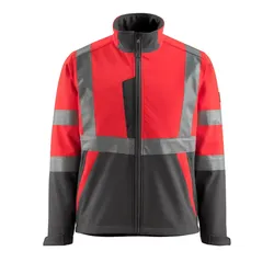 Warn-Softshelljacke "KIAMA" Safe Light - S - rot/anthrazit