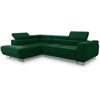 Sofnet Ecksofa Caris Schlaffunktion und einstellbare Kopfstützen, Wohnlandschaft mit Bettkasten, Couch, Sofa, (Grün (Kronos 19),