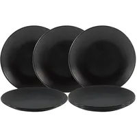 Spetebo Teller Ø 21 cm Im 6er Set - schwarz matt - Dessertteller Speiseteller Porzellan Geschirr Tellerset Vorspeisen Teller