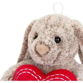 Brubaker Hase Kuscheltier mit Herz Rot und Schlappohren - I Love You - 28 cm Plüschhasen Geschenk - Stofftier Kuschelhase - Plüschtier Grau Braun