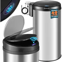 monzana Monzana® Mülleimer Küche mit Sensor Edelstahl USB Ladekabel Berührungslos Hygienisch Papierkorb Automatik Abfalleimer Wasserdicht Büro
