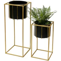 DanDiBo Ambiente Blumenhocker 2er Set 96035  Eckig 60 x 30 cm Gold Schwarz