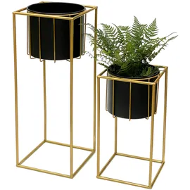 DanDiBo Ambiente Blumenhocker 2er Set 96035  Eckig 60 x 30 cm Gold Schwarz