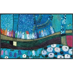 wash-and-dry Matte Stadt in Blau 075x120 cm