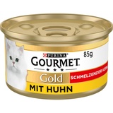 PURINA GOURMET Gold Schmelzender Kern Katzenfutter nass, mit Huhn, 12er Pack (12 x 85g)