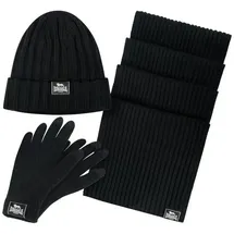 Lonsdale Unisex Mütze, Schal und Handschuh Set ACOMB schwarz S/M