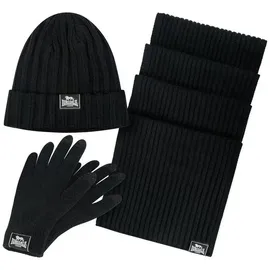 Lonsdale Unisex Mütze, Schal und Handschuh Set ACOMB schwarz S/M
