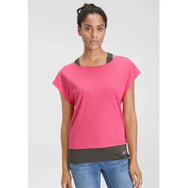 H.I.S. Trainingsshirt "2-tlg. Shirt & Top", Damen, Gr. 36, grau (anthrazit, rosa), Obermaterial: 60% Baumwolle, 40% Polyester.