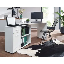 KADIMA DESIGN Design Eckschreibtisch mit Regal Weiß 120 x 75,5 x 106,5 cm, Moderner Büro-Schreibtisch, Computer-Tisch Arbeitszimmer, Winkelschreibtisch Home