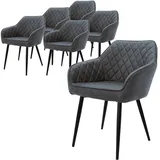 ML-Design 6er Set Esszimmerstühle Anthrazit Wohnzimmerstühle Küchenstuhl PU-Kunstleder
