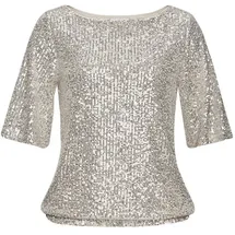 LASCANA Paillettenshirt Damen champagner Gr.40/42