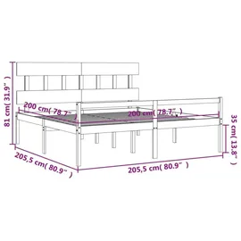 vidaXL Seniorenbett mit Kopfteil 200x200 cm Massivholz