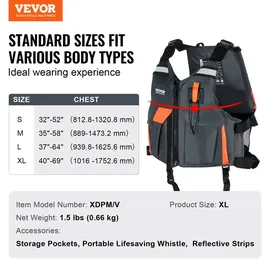Vevor Schwimmweste Wassersport Schwarz XL