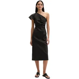 Marc O'Polo Midikleid "aus Viskose-Leinen-Stretch", Damen, Gr. 42, Normalgrößen, schwarz, Obermaterial: 53% Leinen, 45% Viskose, 2% Elasthan, unifarben, slim fit wadenlang, Kleider Midikleid