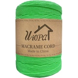 Uiopa Makramee Garn 3mm x 300m Grasgrün Baumwollgarn Natürliches Makramee-garn DIY Macrame Cord Dicke Kordel Seil Makramee Zubehör für Makramee Wandbehang, Vorhang, Hängepflanze, Wanddekoration