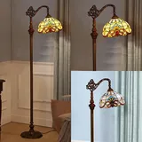 Tiffany Wohnzimmer Stehleuchte Mit Schalter Vintage Schlafzimmer Barock-Stehlampe Retro Art Deco Standleuchte für Bar coffe Büro Standlamp Studie Leselampe Ø30cm Einstellbarer Buntglas Lampenschirm ...