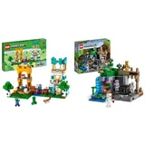 LEGO 21249 Minecraft Die Crafting Box 4.0, 2in1-Set zum Bauen, Türme am Fluss oder Katzenhütte & 21189 Minecraft Das Skelettverlies, Set mit Höhlen, Skelettfiguren, feindlichen Kreaturen und Zubehör