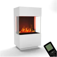 GLOW FIRE Elektrokamin OGF 1 Mini Wasserdampf Kamin, Standkamin, Elektrischer Kamin, Wasserdampfkamin mit 3D Feuer und Knisterfunktion weiß