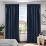 Deconovo verdunkelungsvorhänge mit Kräuselband thermovorhänge gardinen Thermovorhang Kälteschutz thermo gegen Kälte Thermogardine Hitzeschutz, 290x140cm(HöhexBreite), Dunkelblau, 2er Set
