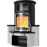 Kaminofen HARK 63 GT ECOplus 5 kW - Ofenkacheln: Opak-Schwarz - Korpus: graphit/verchromt