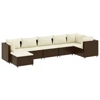 vidaXL 7-tlg. Garten-Lounge-Set mit Kissen Braun Poly Rattan