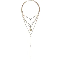 Kette mit Anhänger LASCANA, Damen, Gr. Metall, L: 44cm, gold (goldfarben), glänzend, casual, Halsketten, mehrreihiges Kettenset, Halskette, Halsschmuck, lange Kette