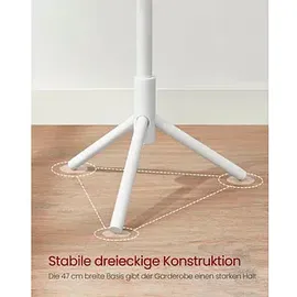 VASAGLE Kleiderständer RCR04WT weiß Holz 8 Haken 47,0 x 175,0 cm