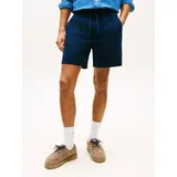 Tommy Hilfiger Shorts TOMMY JEANS "LINEN BLEND PULL-ON", Herren, Gr. L, N-Gr, blau (schwarz night navy), Web, Obermaterial: 86% Baumwolle, 14% Leinen, unifarben, regular fit kurz, Hosen Shorts, Regular fit mit praktischen Taschen