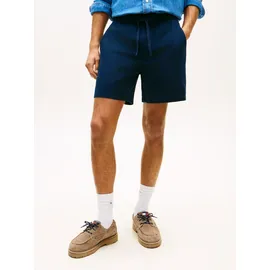 Tommy Hilfiger Shorts TOMMY JEANS "LINEN BLEND PULL-ON", Herren, Gr. L, N-Gr, blau (schwarz night navy), Web, Obermaterial: 86% Baumwolle, 14% Leinen, unifarben, regular fit kurz, Hosen Shorts, Regular fit mit praktischen Taschen